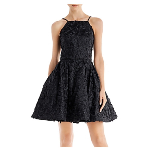 Black Lace Fit and Flare Mini Cocktail Dress Size 10 Sleeveless Halter by AQUA - Picture 12 of 14